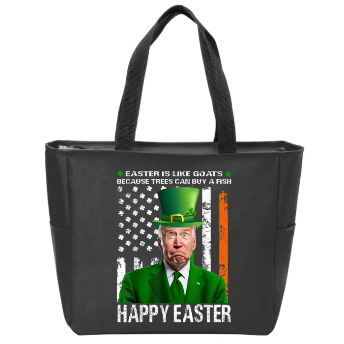 Happy Easter Confused Joe Biden St Patricks Day Zip Tote Bag