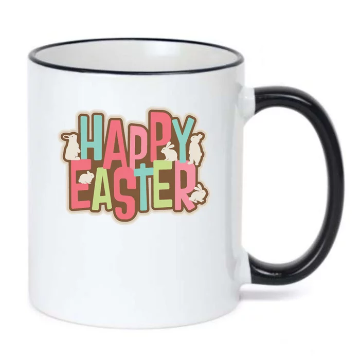 Happy Easter Colorful Bunny Black Color Changing Mug