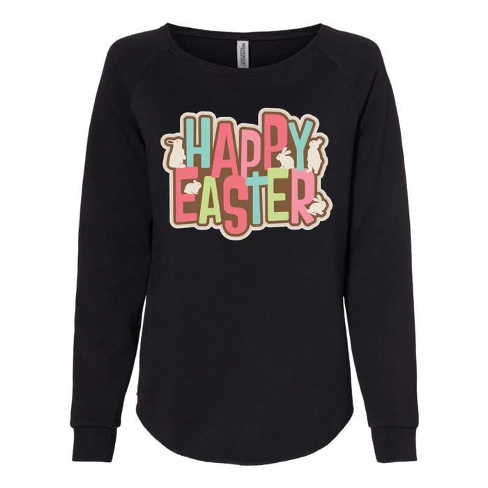 Happy Easter Colorful Bunny Womens California Wash Sweatshirt