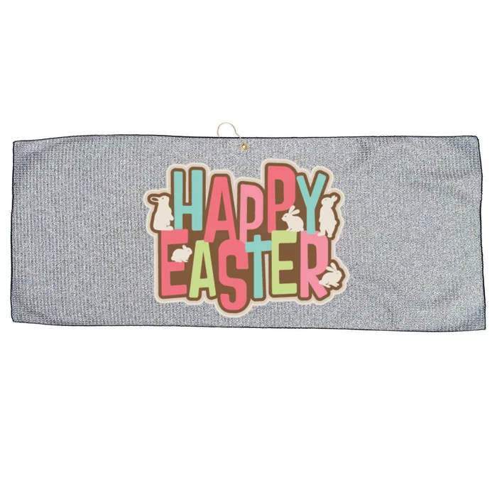 Happy Easter Colorful Bunny Large Microfiber Waffle Golf Towel