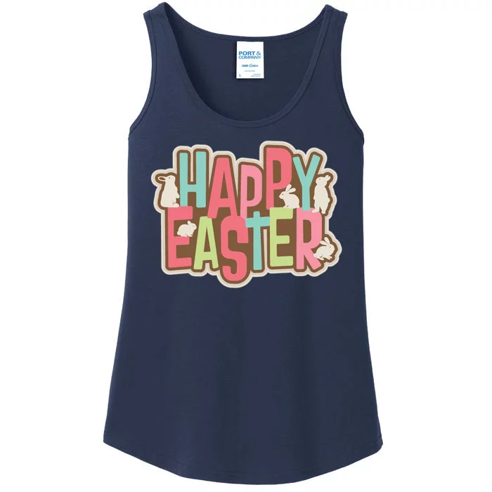 Happy Easter Colorful Bunny Ladies Essential Tank