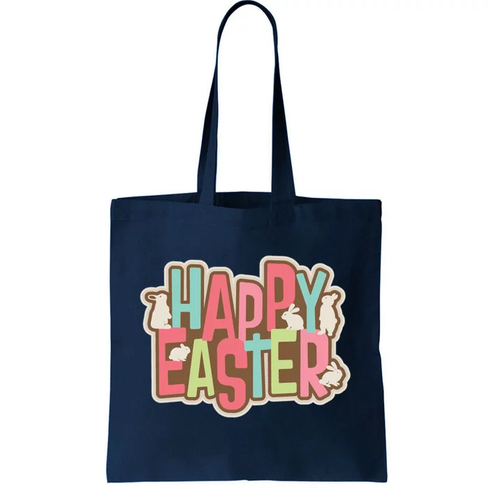 Happy Easter Colorful Bunny Tote Bag