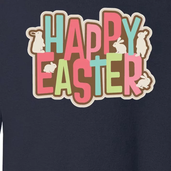 Happy Easter Colorful Bunny Toddler Sweatshirt