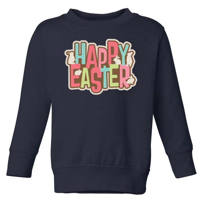 Happy Easter Colorful Bunny Toddler Sweatshirt