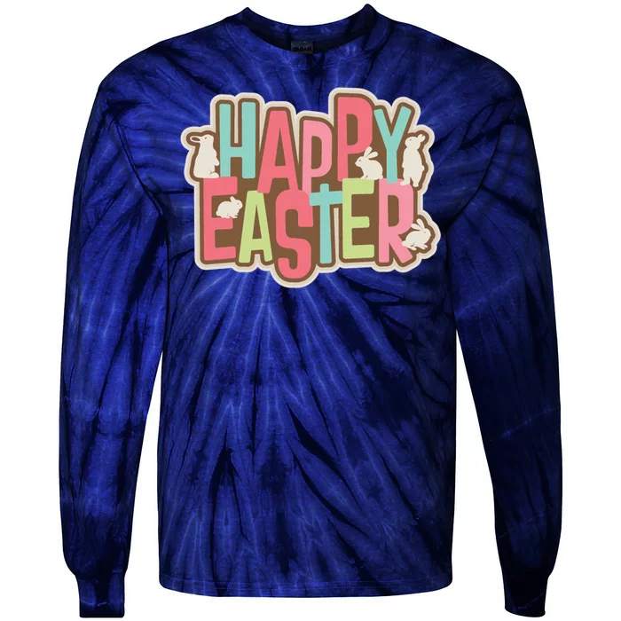 Happy Easter Colorful Bunny Tie-Dye Long Sleeve Shirt