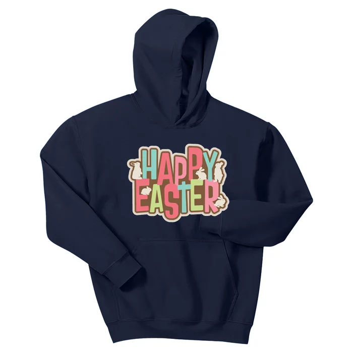 Happy Easter Colorful Bunny Kids Hoodie