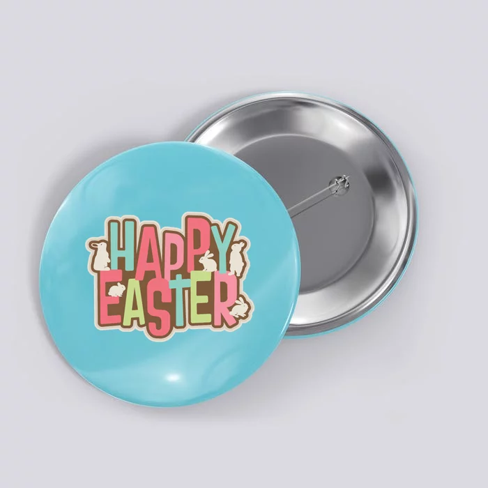 Happy Easter Colorful Bunny Button