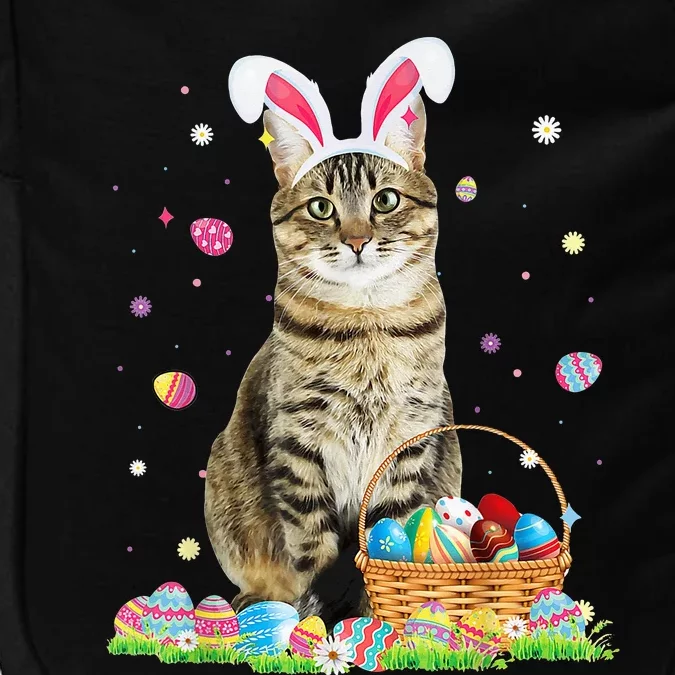 Happy Easter Cute Bunny Cat Eggs Basket Easter Cat Lovers Impact Tech Backpack