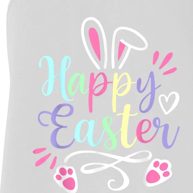 Happy Easter Cute Bunny Rabbit Face Funny Easter Wo Girl Women's Racerback Tank