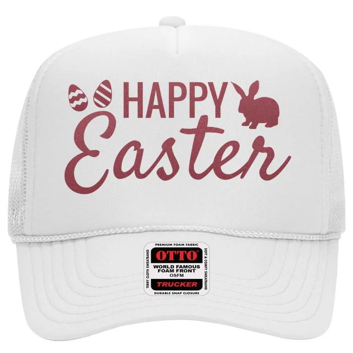 Happy Easter Cute Festive Holiday High Crown Mesh Trucker Hat