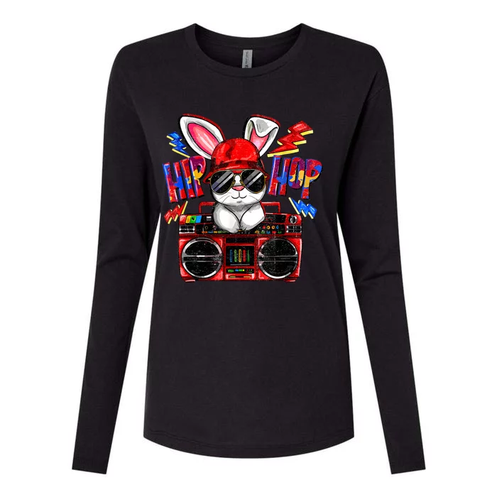 Happy Easter Cool Bunny Hip Hop Gift Baby Womens Cotton Relaxed Long Sleeve T-Shirt