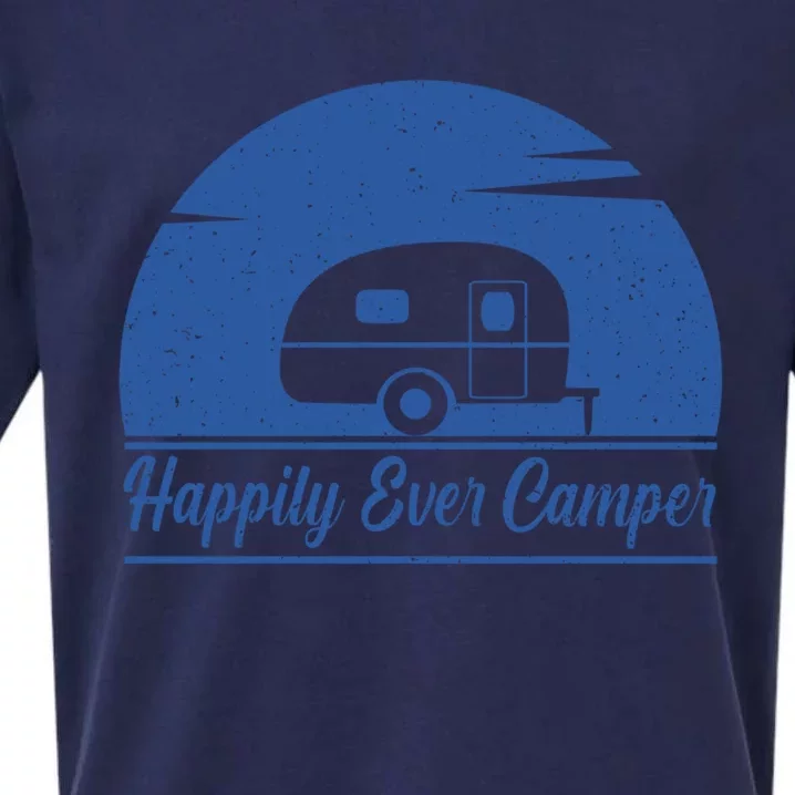 Happily Ever Camper Gift Living The Rv Life Gift Road Trip Cute Gift Sueded Cloud Jersey T-Shirt