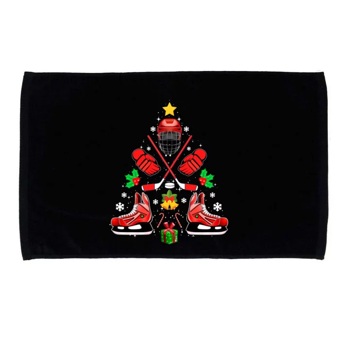 Hockey Equipt Christmas Tree Christmas Hockey Cool Gift Microfiber Hand Towel