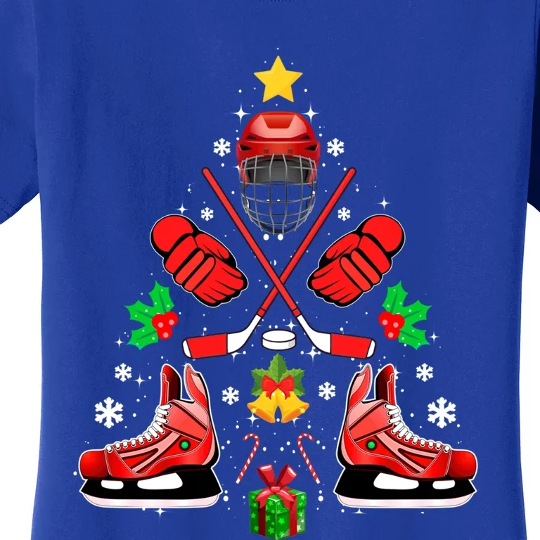 Hockey Equipt Christmas Tree Christmas Hockey Cool Gift Women's T-Shirt