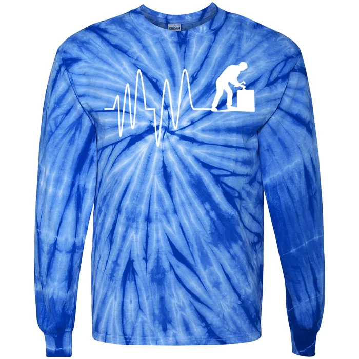 Heatbeat Ekg Carpenter Cute Gift Tie-Dye Long Sleeve Shirt