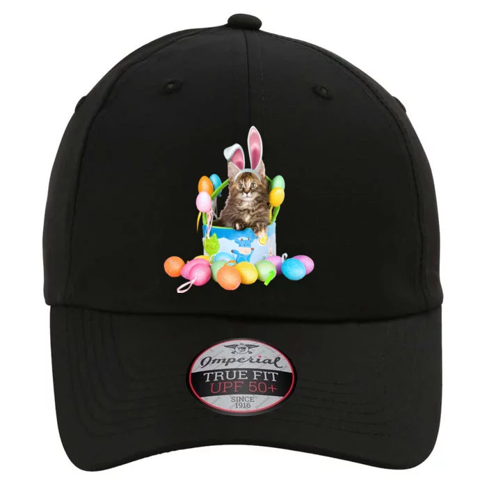 Happy Easter Cute Bunny Cat Eggs Basket Maine Coon Kitten The Original Performance Cap