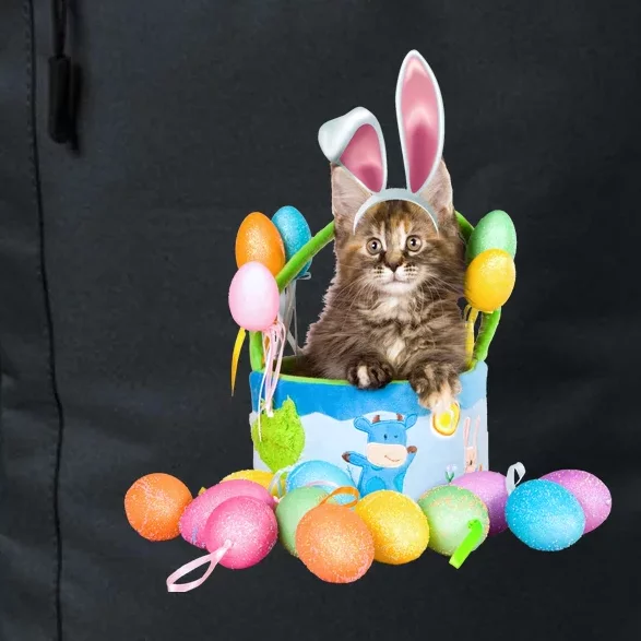 Happy Easter Cute Bunny Cat Eggs Basket Maine Coon Kitten Daily Commute Backpack