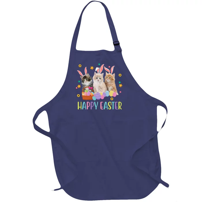 Happy Easter Cute Cat Lover Holiday Full-Length Apron With Pocket