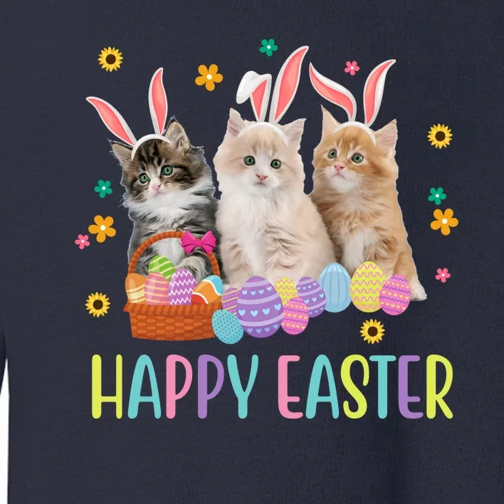 Happy Easter Cute Cat Lover Holiday Toddler Sweatshirt