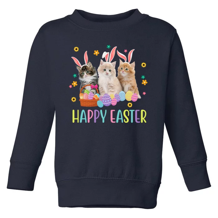 Happy Easter Cute Cat Lover Holiday Toddler Sweatshirt