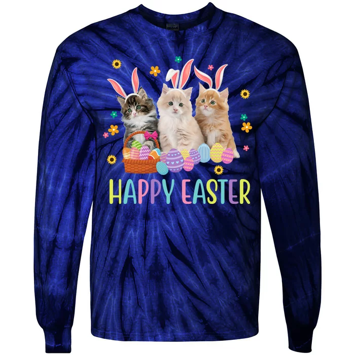 Happy Easter Cute Cat Lover Holiday Tie-Dye Long Sleeve Shirt