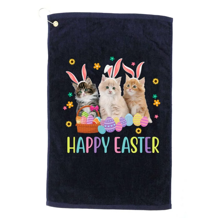 Happy Easter Cute Cat Lover Holiday Platinum Collection Golf Towel