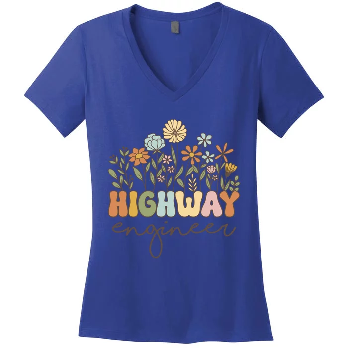 Highway Engineer Civil Engineering Transportation Cool Gift Women's V-Neck T-Shirt