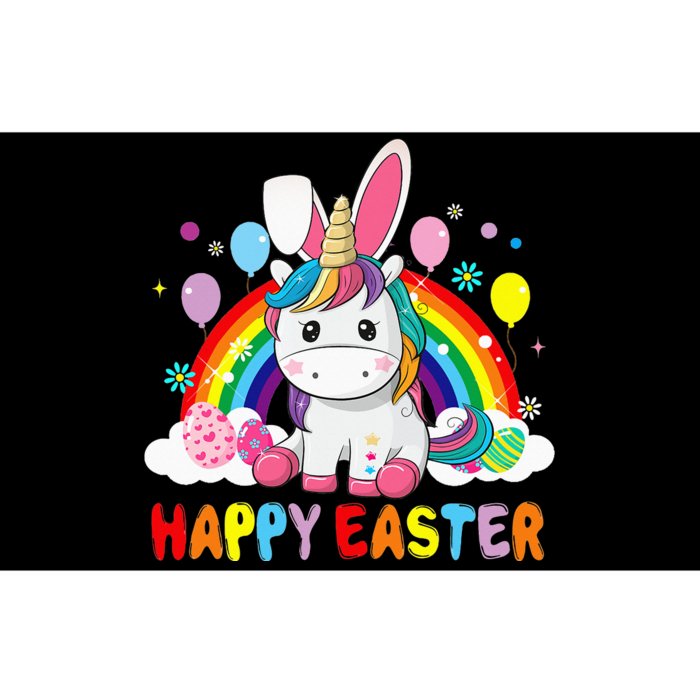 Happy Easter Cute Unicorn Wearing Bunny Ears Easter Eggs Bumper Sticker