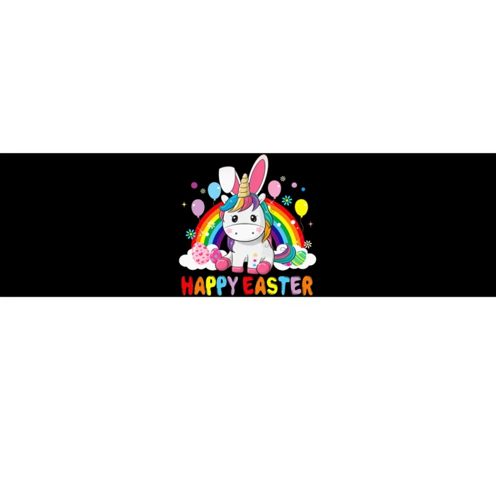 Happy Easter Cute Unicorn Wearing Bunny Ears Easter Eggs Bumper Sticker