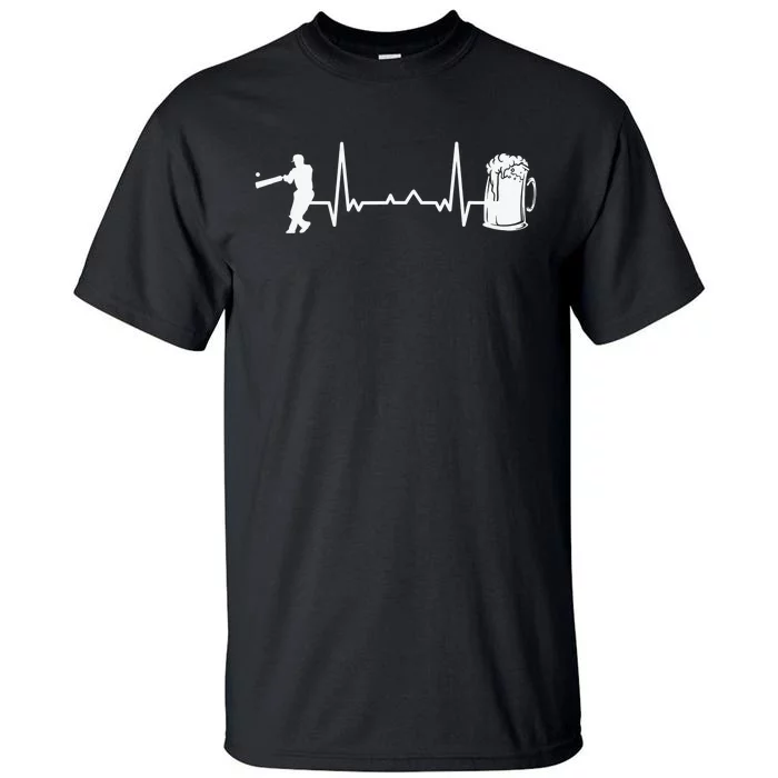 Heartbeat EKG Cricketer Batsman Cricket Tall T-Shirt