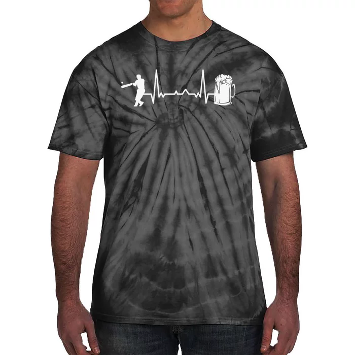 Heartbeat EKG Cricketer Batsman Cricket Tie-Dye T-Shirt