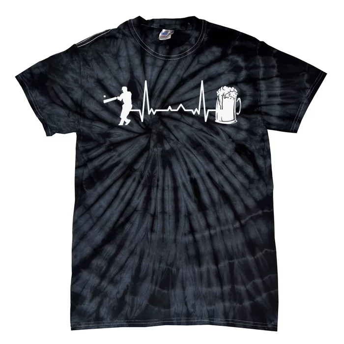 Heartbeat EKG Cricketer Batsman Cricket Tie-Dye T-Shirt