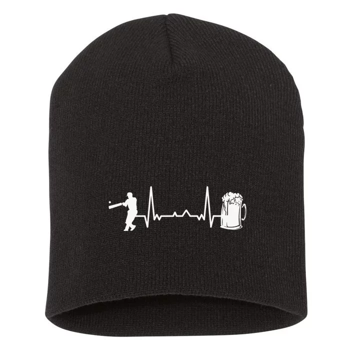 Heartbeat EKG Cricketer Batsman Cricket Short Acrylic Beanie