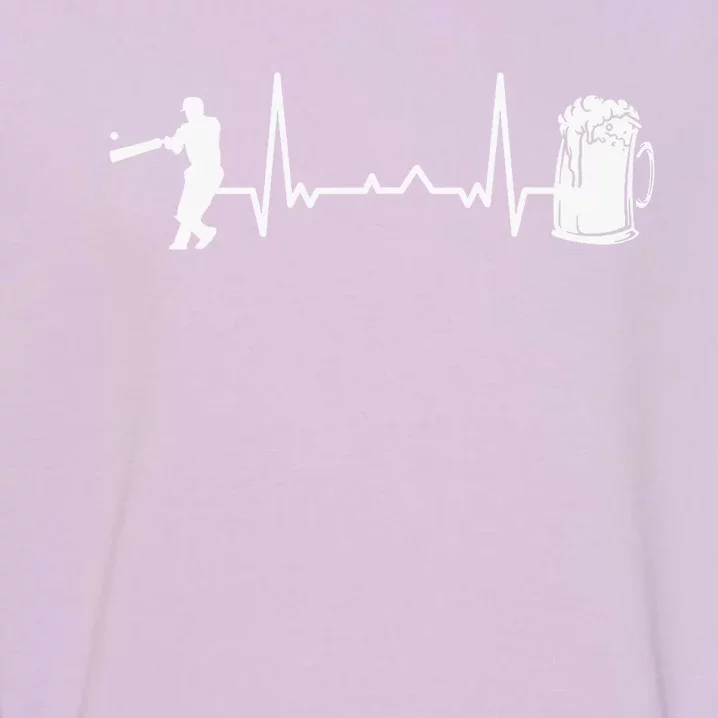 Heartbeat EKG Cricketer Batsman Cricket Garment-Dyed Sweatshirt