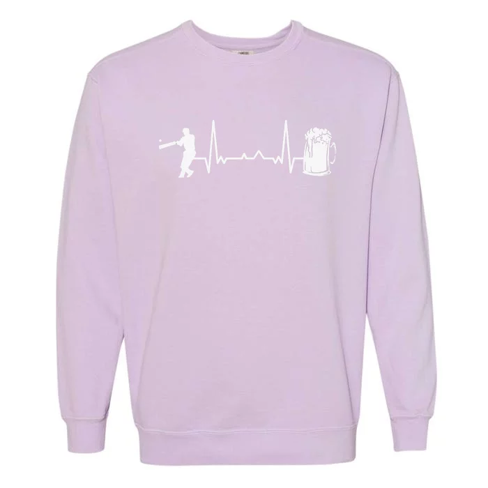 Heartbeat EKG Cricketer Batsman Cricket Garment-Dyed Sweatshirt