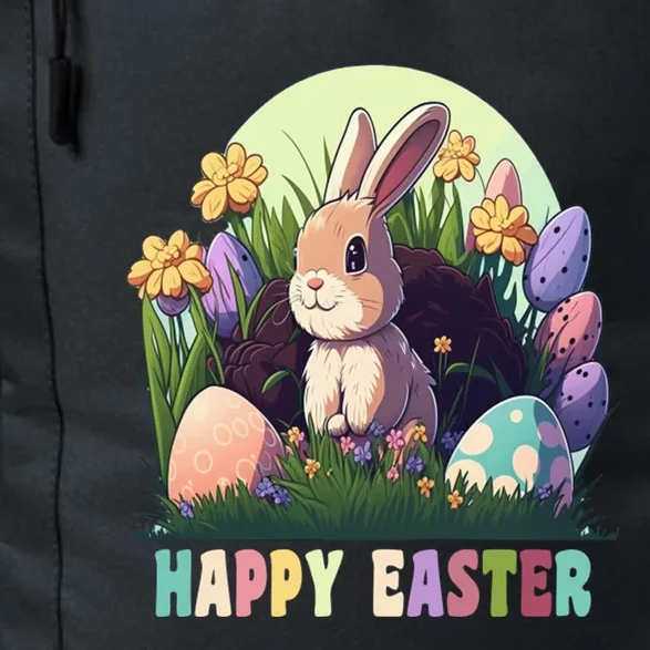 Happy Easter Cute Rabbit Bunny Easter Eggs Basket Flowers Daily Commute Backpack