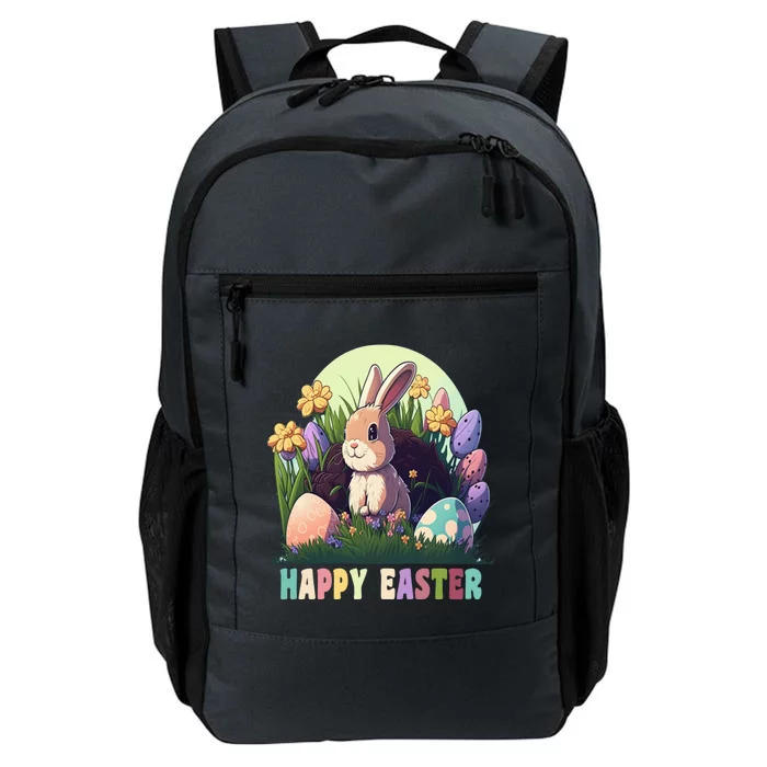 Happy Easter Cute Rabbit Bunny Easter Eggs Basket Flowers Daily Commute Backpack