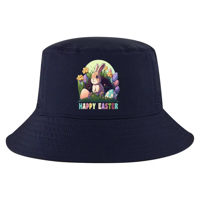 Happy Easter Cute Rabbit Bunny Easter Eggs Basket Flowers Cool Comfort Performance Bucket Hat