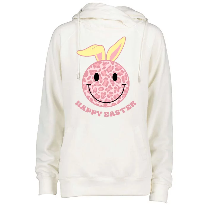 Happy Easter Cute Smile Face Pink Patterns Womens Funnel Neck Pullover Hood