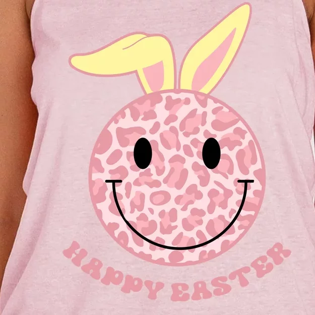 Happy Easter Cute Smile Face Pink Patterns Women's Knotted Racerback Tank