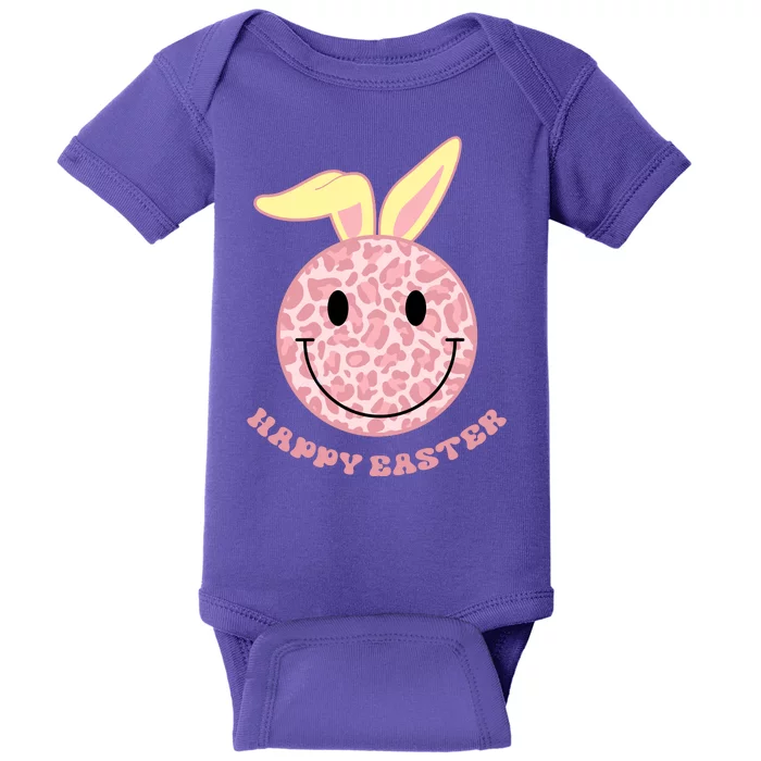 Happy Easter Cute Smile Face Pink Patterns Baby Bodysuit