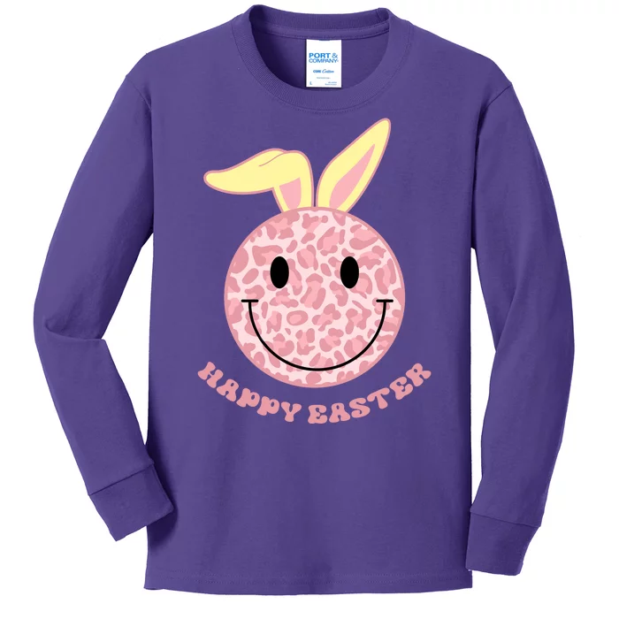 Happy Easter Cute Smile Face Pink Patterns Kids Long Sleeve Shirt