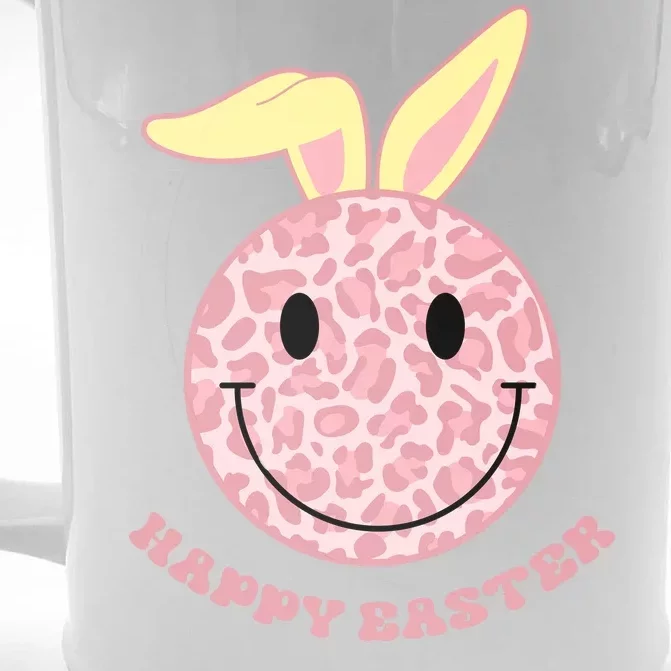 Happy Easter Cute Smile Face Pink Patterns Front & Back Beer Stein