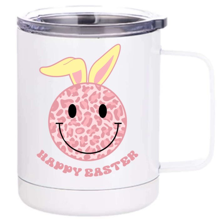 Happy Easter Cute Smile Face Pink Patterns Front & Back 12oz Stainless Steel Tumbler Cup