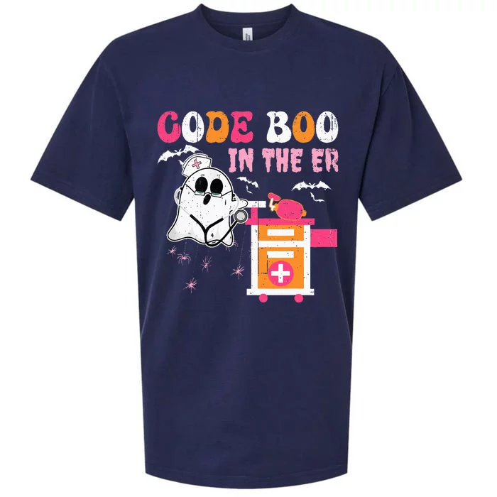 Halloween ER Costume Code Boo In The ER Nurse Crew Ghost Sueded Cloud Jersey T-Shirt