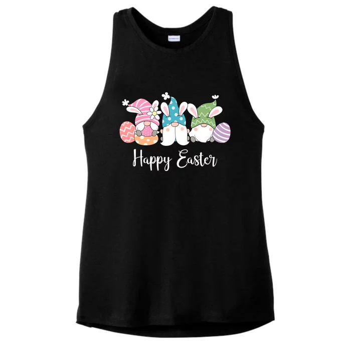 Happy Easter Cute Gnome Holiday Ladies Tri-Blend Wicking Tank