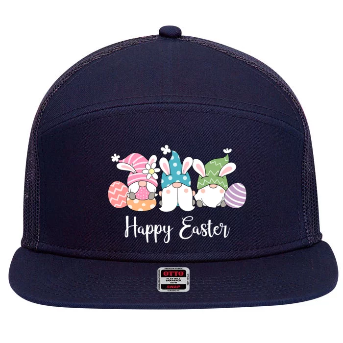 Happy Easter Cute Gnome Holiday 7 Panel Mesh Trucker Snapback Hat