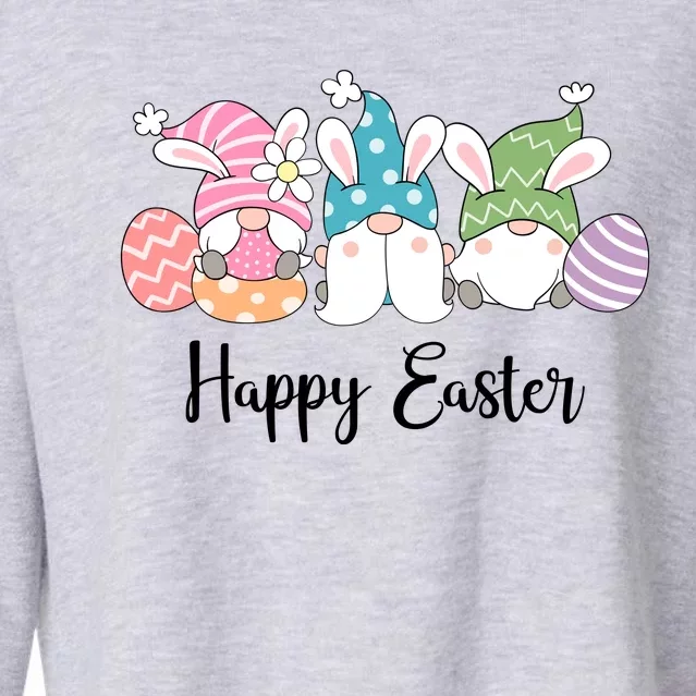 Happy Easter Cute Gnome Holiday Cropped Pullover Crew