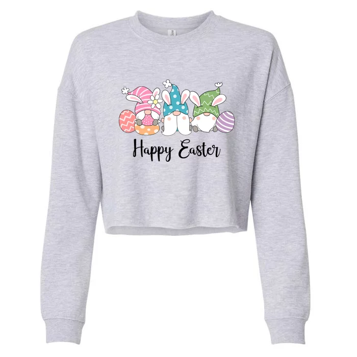 Happy Easter Cute Gnome Holiday Cropped Pullover Crew