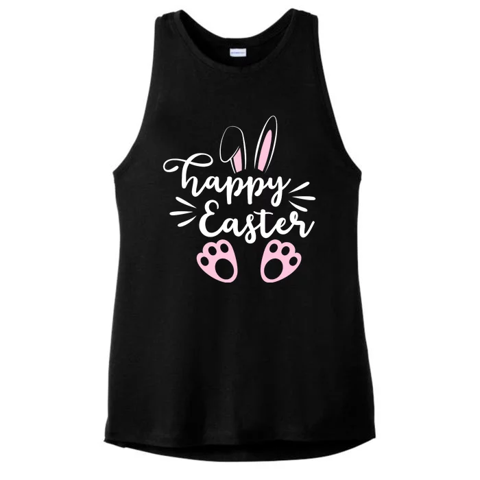 Happy Easter Cute Bunny Holiday Ladies Tri-Blend Wicking Tank